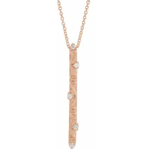 14K Rose .07 CTW Diamond Vintage-Inspired 16-18" Necklace