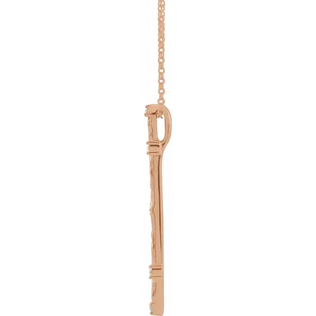 14K Rose .07 CTW Diamond Vintage-Inspired 16-18" Necklace