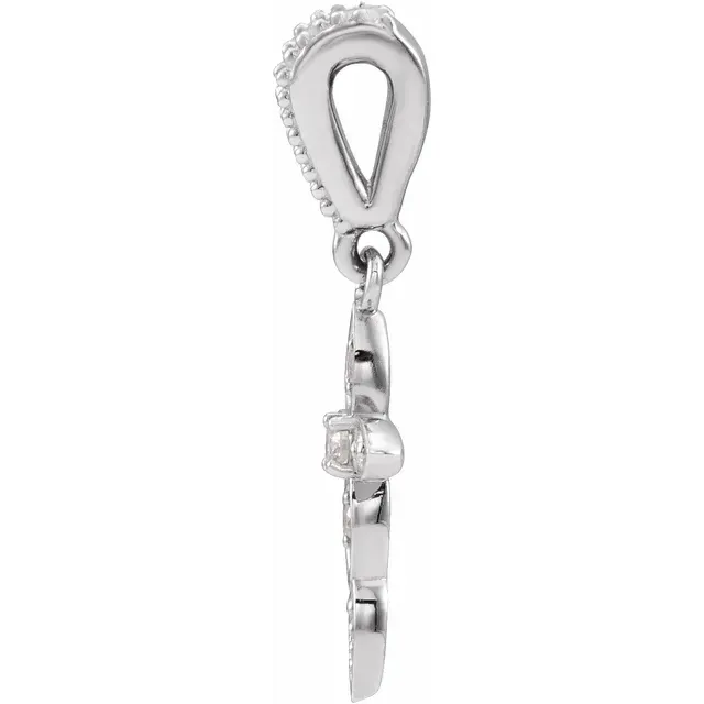 14K White .03 CTW Diamond Petite Vintage-Inspired Cross Pendant