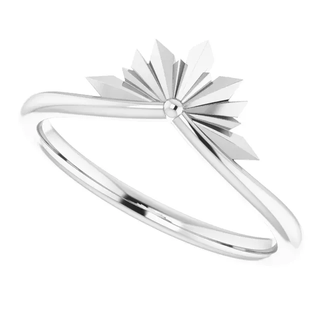 14K White Starburst Ring