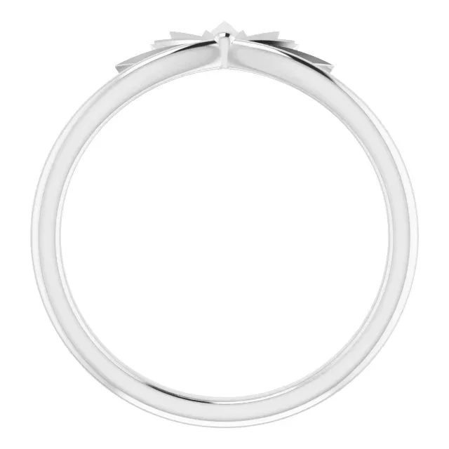 14K White Starburst Ring