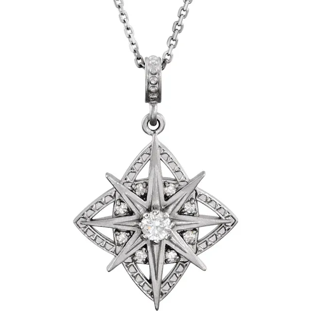 14K Yellow 1/6 CTW Diamond Vintage-Inspired 18" Necklace