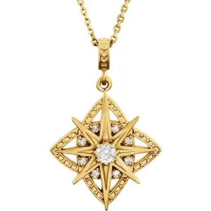 14K Yellow 1/6 CTW Diamond Vintage-Inspired 18" Necklace
