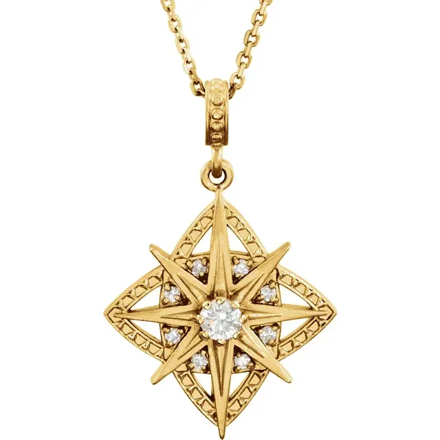 14K Yellow 1/6 CTW Diamond Vintage-Inspired 18" Necklace