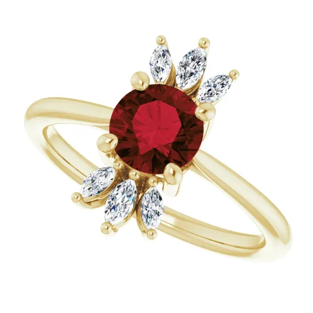 14K Yellow Garnet & 1/4 CTW Diamond Ring