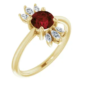 14K Yellow Garnet & 1/4 CTW Diamond Ring