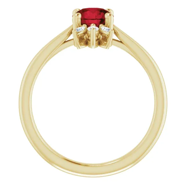 14K Yellow Garnet & 1/4 CTW Diamond Ring