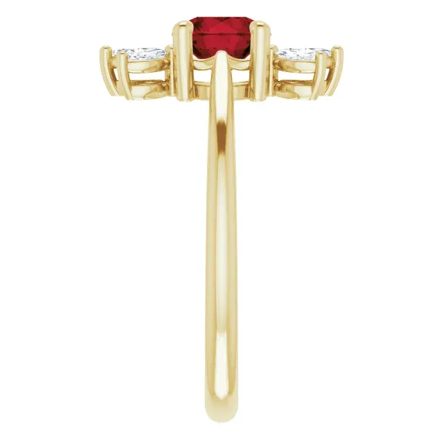 14K Yellow Garnet & 1/4 CTW Diamond Ring