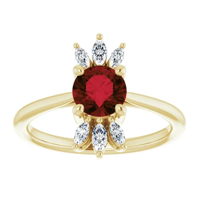14K Yellow Garnet & 1/4 CTW Diamond Ring