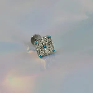 16 Gauge 1/4 Lacy Rhombus Blue Cartilage Labret