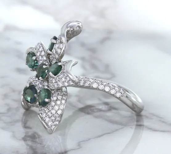 2.01ctw Oval Alexandrite Ring with Diamond Accents in 18K White Gold