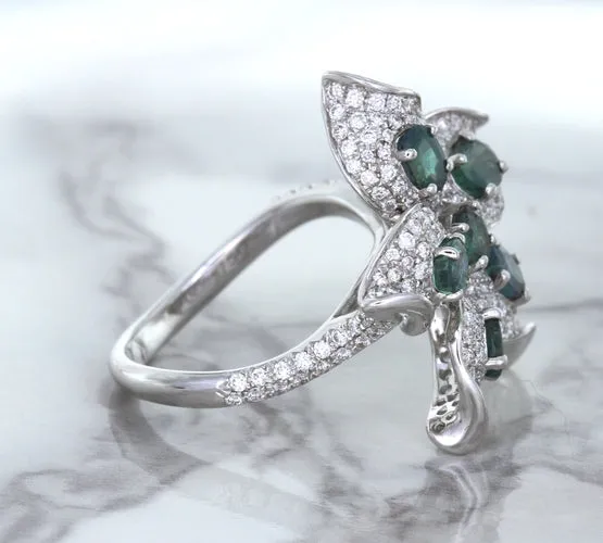 2.01ctw Oval Alexandrite Ring with Diamond Accents in 18K White Gold