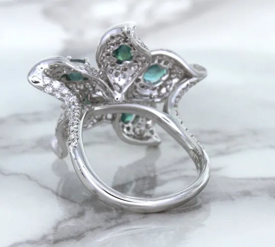 2.01ctw Oval Alexandrite Ring with Diamond Accents in 18K White Gold