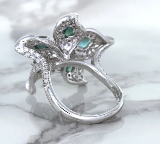 2.01ctw Oval Alexandrite Ring with Diamond Accents in 18K White Gold