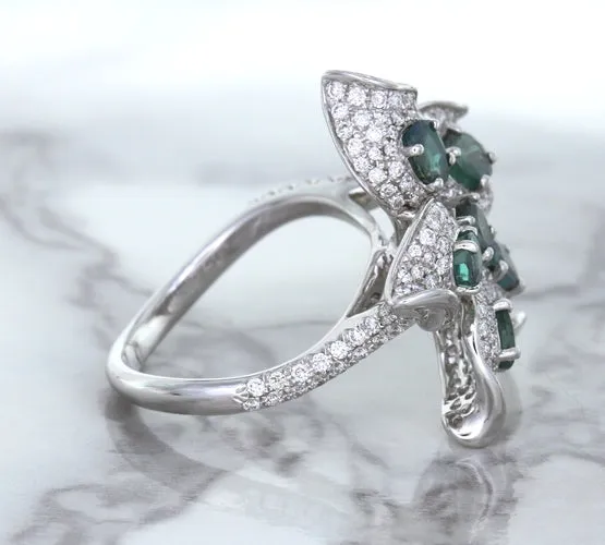2.01ctw Oval Alexandrite Ring with Diamond Accents in 18K White Gold