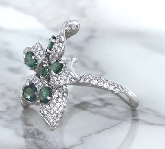 2.01ctw Oval Alexandrite Ring with Diamond Accents in 18K White Gold