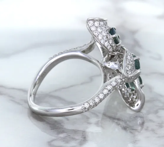 2.01ctw Oval Alexandrite Ring with Diamond Accents in 18K White Gold