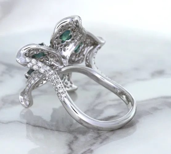 2.01ctw Oval Alexandrite Ring with Diamond Accents in 18K White Gold