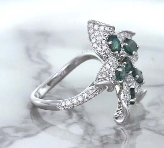 2.01ctw Oval Alexandrite Ring with Diamond Accents in 18K White Gold