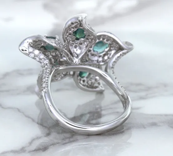 2.01ctw Oval Alexandrite Ring with Diamond Accents in 18K White Gold