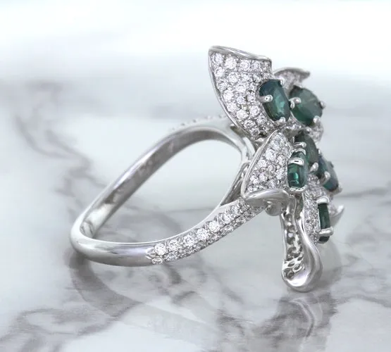 2.01ctw Oval Alexandrite Ring with Diamond Accents in 18K White Gold