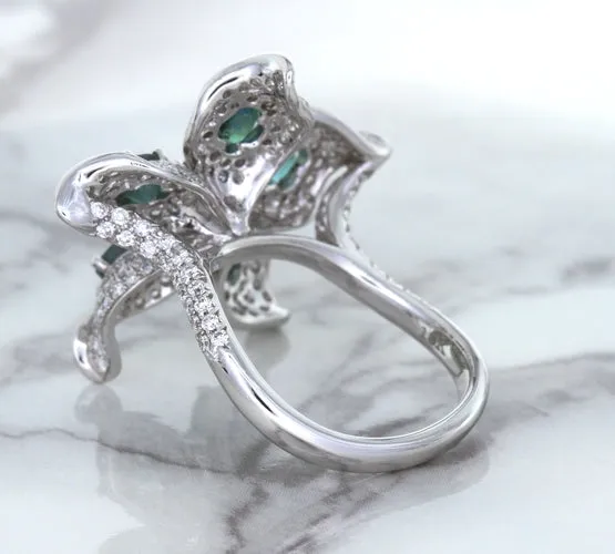 2.01ctw Oval Alexandrite Ring with Diamond Accents in 18K White Gold