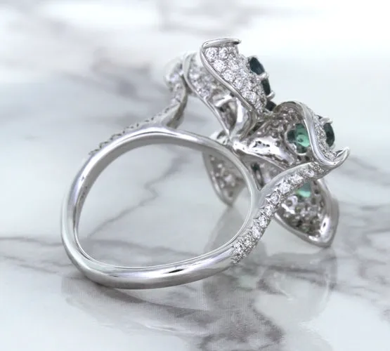 2.01ctw Oval Alexandrite Ring with Diamond Accents in 18K White Gold