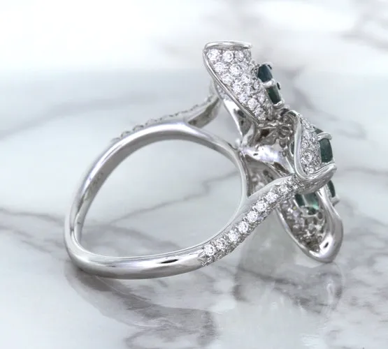 2.01ctw Oval Alexandrite Ring with Diamond Accents in 18K White Gold
