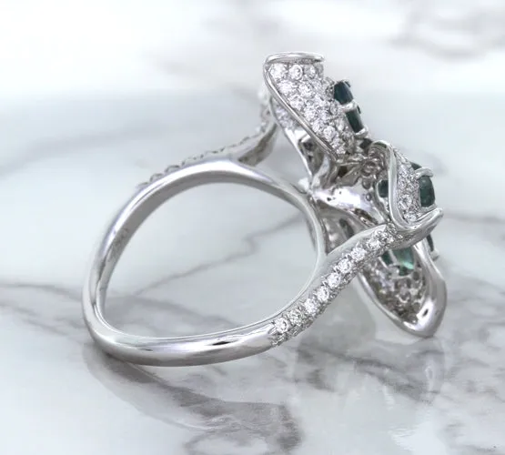 2.01ctw Oval Alexandrite Ring with Diamond Accents in 18K White Gold
