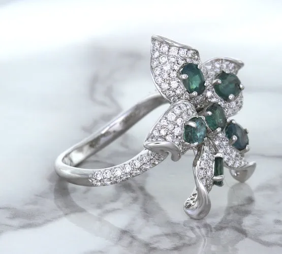 2.01ctw Oval Alexandrite Ring with Diamond Accents in 18K White Gold