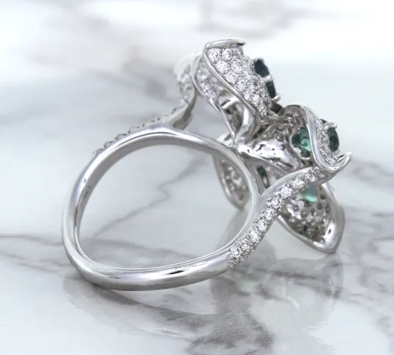 2.01ctw Oval Alexandrite Ring with Diamond Accents in 18K White Gold