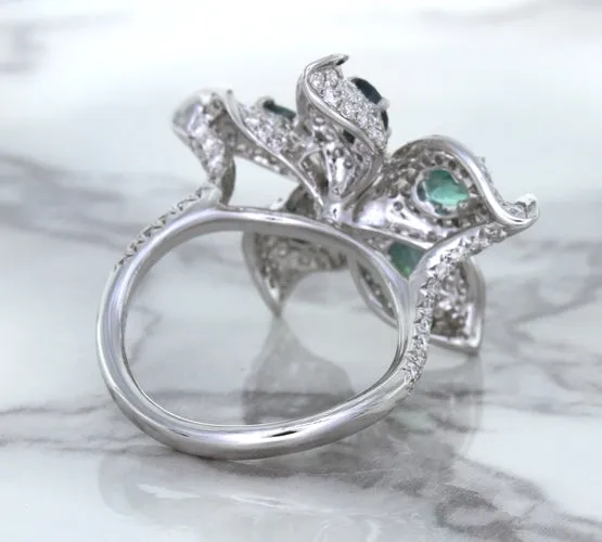 2.01ctw Oval Alexandrite Ring with Diamond Accents in 18K White Gold