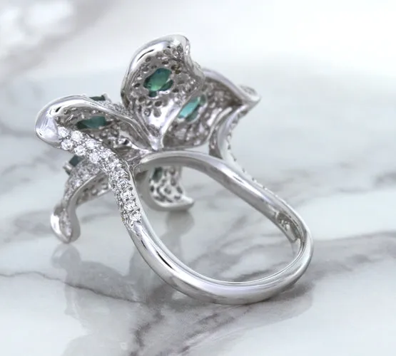 2.01ctw Oval Alexandrite Ring with Diamond Accents in 18K White Gold