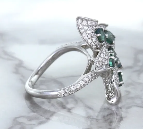 2.01ctw Oval Alexandrite Ring with Diamond Accents in 18K White Gold