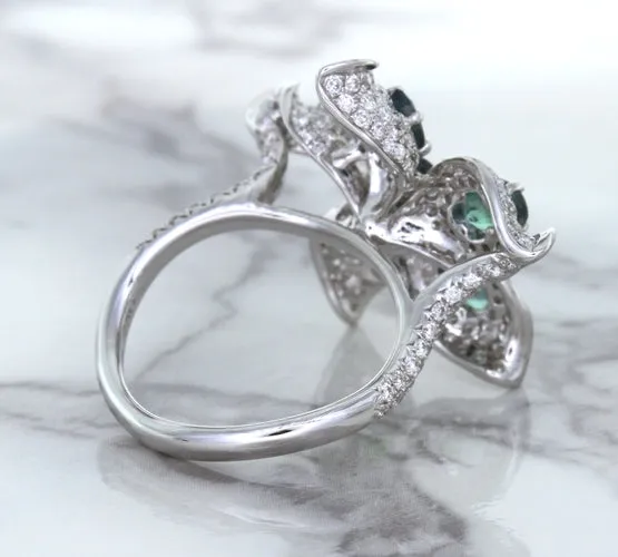 2.01ctw Oval Alexandrite Ring with Diamond Accents in 18K White Gold