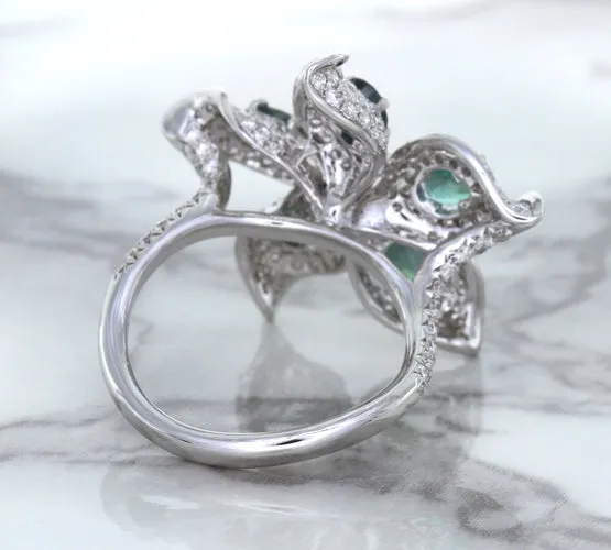 2.01ctw Oval Alexandrite Ring with Diamond Accents in 18K White Gold