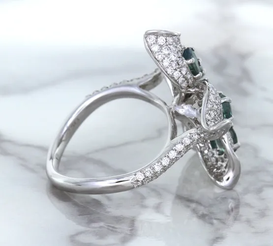 2.01ctw Oval Alexandrite Ring with Diamond Accents in 18K White Gold