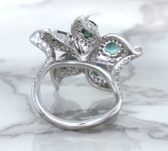 2.01ctw Oval Alexandrite Ring with Diamond Accents in 18K White Gold