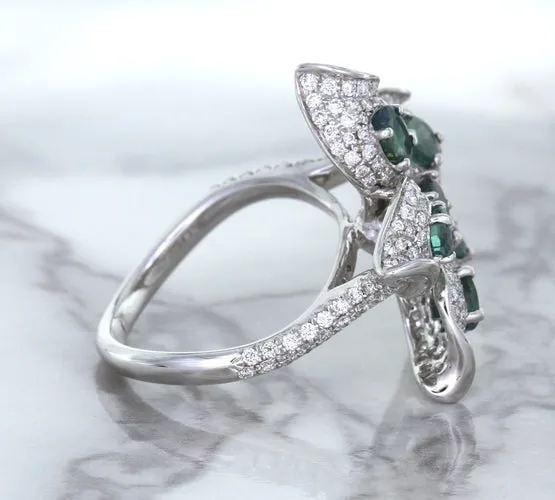 2.01ctw Oval Alexandrite Ring with Diamond Accents in 18K White Gold