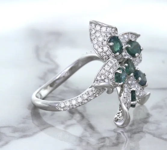 2.01ctw Oval Alexandrite Ring with Diamond Accents in 18K White Gold