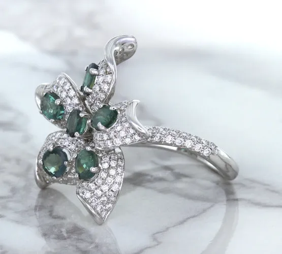 2.01ctw Oval Alexandrite Ring with Diamond Accents in 18K White Gold