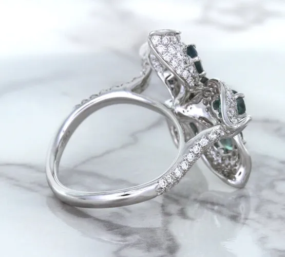 2.01ctw Oval Alexandrite Ring with Diamond Accents in 18K White Gold