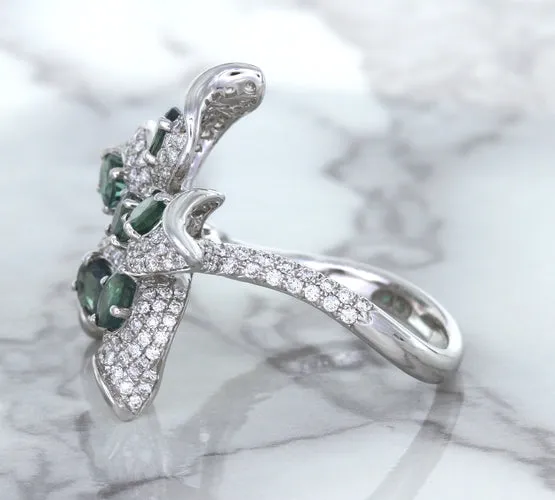 2.01ctw Oval Alexandrite Ring with Diamond Accents in 18K White Gold