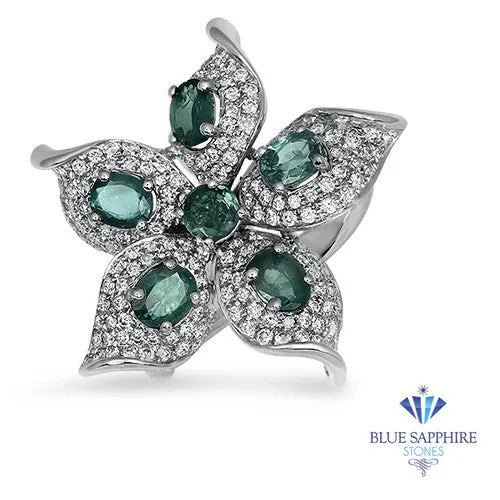 2.01ctw Oval Alexandrite Ring with Diamond Accents in 18K White Gold