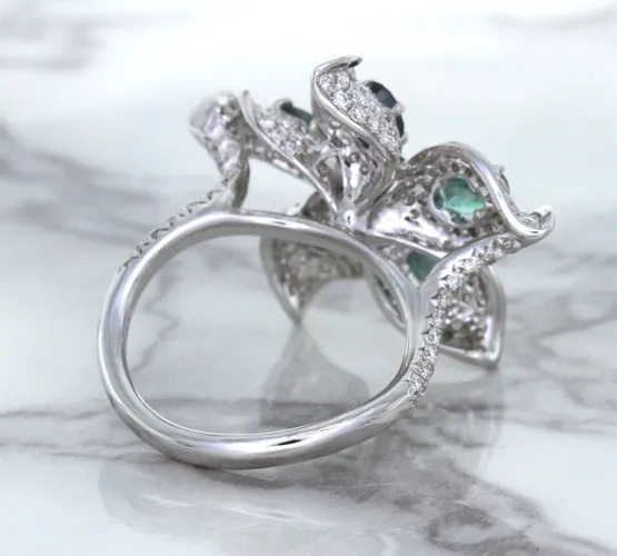 2.01ctw Oval Alexandrite Ring with Diamond Accents in 18K White Gold
