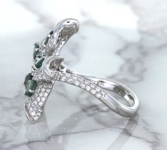 2.01ctw Oval Alexandrite Ring with Diamond Accents in 18K White Gold