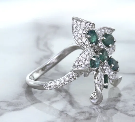 2.01ctw Oval Alexandrite Ring with Diamond Accents in 18K White Gold