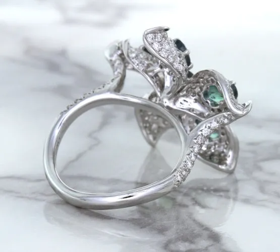 2.01ctw Oval Alexandrite Ring with Diamond Accents in 18K White Gold