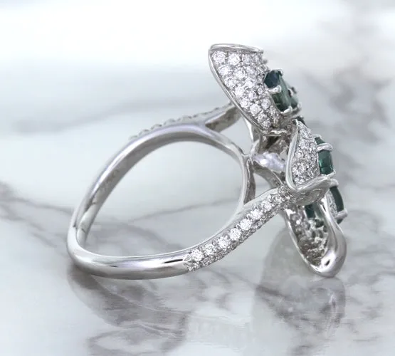 2.01ctw Oval Alexandrite Ring with Diamond Accents in 18K White Gold