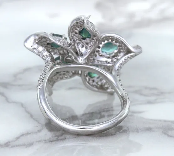 2.01ctw Oval Alexandrite Ring with Diamond Accents in 18K White Gold